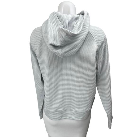 Club Monaco Women's Gray Waffle Knit Hoodie Hooded Pullover Sweatshirt Top Sz M - Picture 2 of 4